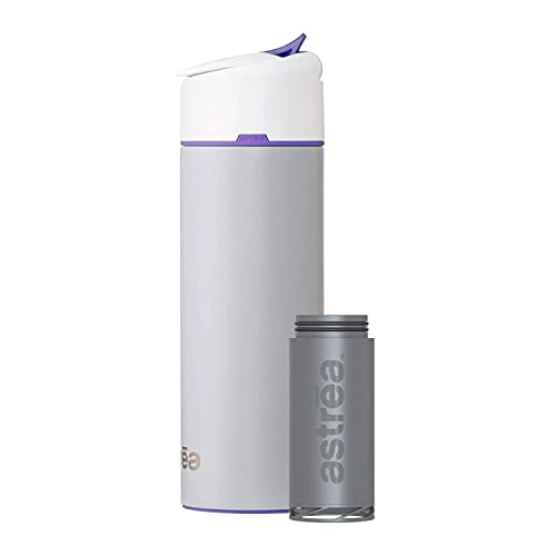 astrea ONE Premium Stainless Steel Filtering Water Bottle, 20 Oz, Meets NSF/ANSI Standards 42, 53, and 401, Independently Certified, (New & Improved) (Gray/Purple)