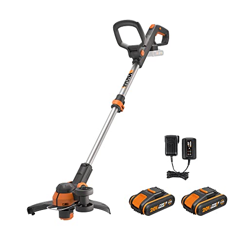 WORX 20V Cordless 2-in-1 Trimmer/Edger with 2X POWERSHARE 2Ah Batteries and 1x Charger - WG163E