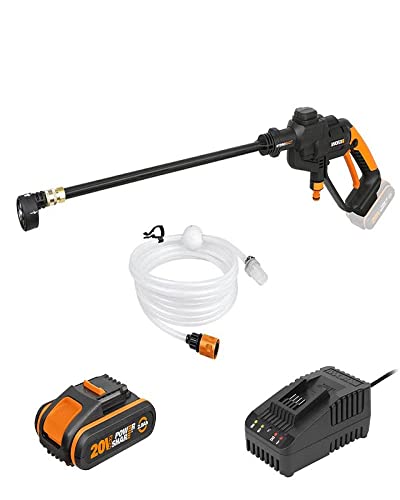 WORX 20V HYDROSHOT Portable Pressure Washer with POWERSHARE 2Ah Battery and 2A Charger - WG620E, Black