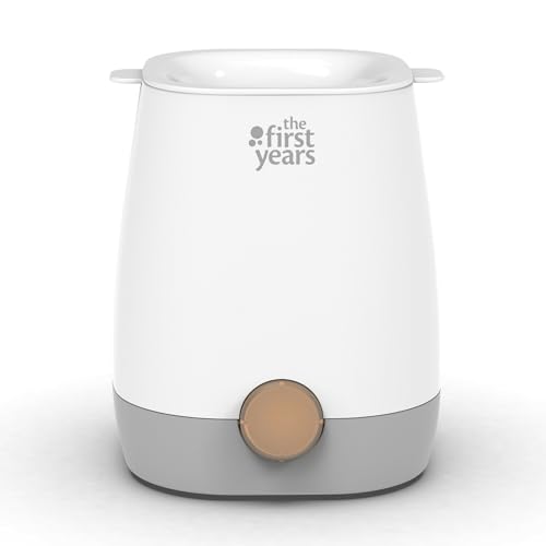 The First Years 2-in-1 Simple Serve Bottle Warmer | Quickly Warm Bottles of Breastmilk or Formula | Sanitize Pacifiers | Compact Design | Holds Wide Narrow and Angled Bottles