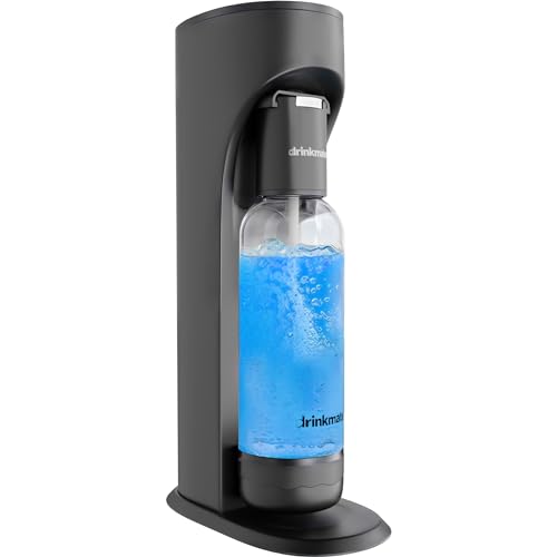 DrinkMate OmniFizz Sparkling Water and Soda Maker, Carbonates Any Drink Without Diluting It, CO2 Cylinder Not Included (Matte Black), Australia Model