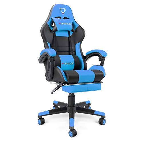 Furgle Gaming Chair Racing Style High-Back Office Chair w/PU Leather and Adjustable Armrests Executive Ergonomic Swivel Video Game Chairs with Rocking Mode & Headrest and Lumbar Support