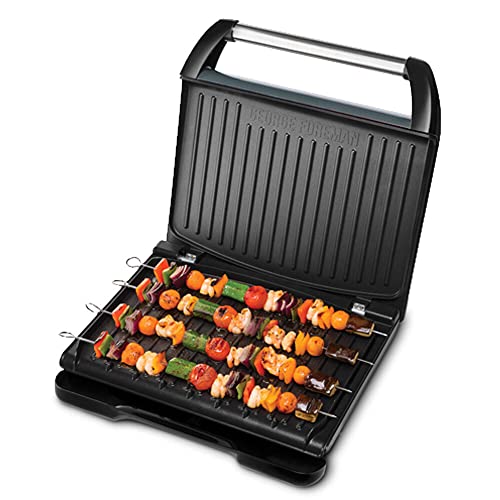 George Foreman GR25051AU, Entertaining Steel Grill, Lock in Drip Tray, Metallic