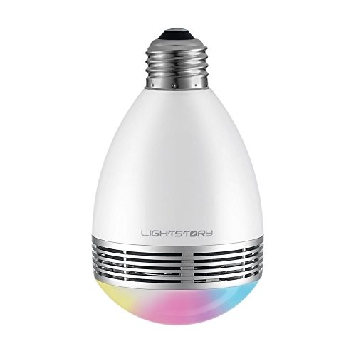 LightStory Bluetooth Light Bulb Speaker, 8W E26 Base RGB Color Changing LED Music Bulb, Multicolor Wireless Bluetooth Stereo Speaker Bulb