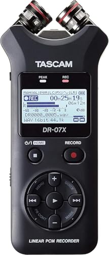 Tascam DR-07X Stereo Handheld Digital Audio Recorder with USB Audio Interface, Black