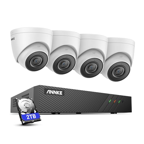 ANNKE C500 3K Audio POE Security Camera System, 8CH H.265+ NVR with 2TB HDD, 4pcs IP67 Onvif IP Turret PoE Camera, AI Human/Vehicle Detection, Superior EXIR Night Vision, Easy Remote Access