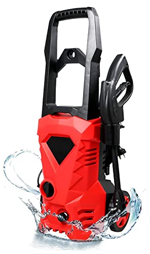 3500PSI Electric Pressure Washer, Small Home Washing Machine with High Pressure Gun, Lance, 6m(20ft) Hose, 10.66m(35ft) Power Cord, 3-in-1 Nozzle & Detachable Soap Bottle (SAA) RED