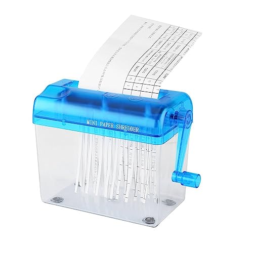 Mini Paper Shredder Manual Hand Shredder File Shredder Cutting Machine for School Office Home Blue