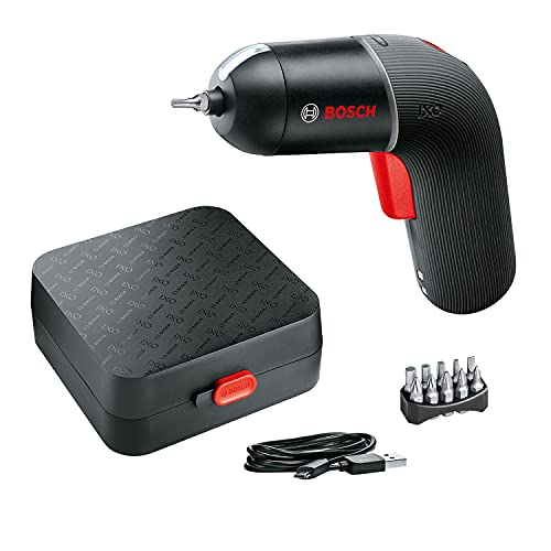 Bosch 3.6V Cordless Electric Screwdriver Gun Variable Speed with 10 Screwdriver Bits & Case (IXO VI Black). Made in Europe