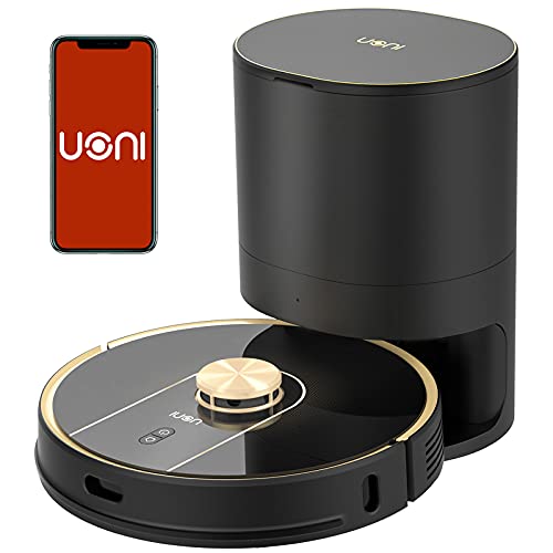 Uoni V980Plus Robot Vacuum Cleaner with Self-Emptying Dustbin - Lidar Navigation Robotic Vacuums Multi-Floor Mapping 2700Pa Strong Suction with No-Go Zones 190 Mins Runtime for Pet Hair