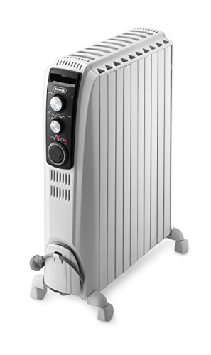 De'Longhi Dragon 4 Electric Oil Column Heater TRD42400MT, 11 Fin Home Heater for Medium to Large Rooms, Long-Lasting Heat, Safety Thermostat, 3 Power Settings, 24-Hour Timer, 2400W, White