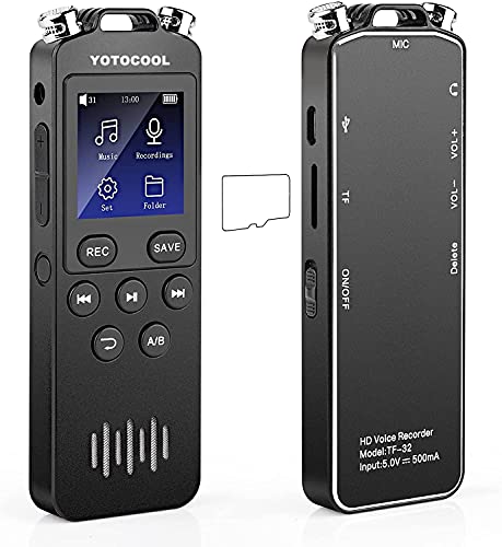 Upgrade 48GB Digital Voice Recorder with Playback 1536kbps Mini Audio Recorder for Lectures, Meetings Interviews，USB Files Transferred/MP3 Player/Password/Variable Speed/Cycle Play Mode (no TF Card)