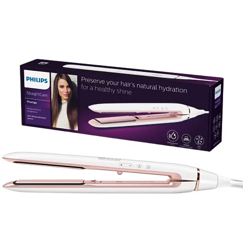 Philips Hair Straightener with Moisture Protecting Technology & Floating Ceramic Plates, White/Rose Gold, 657 g