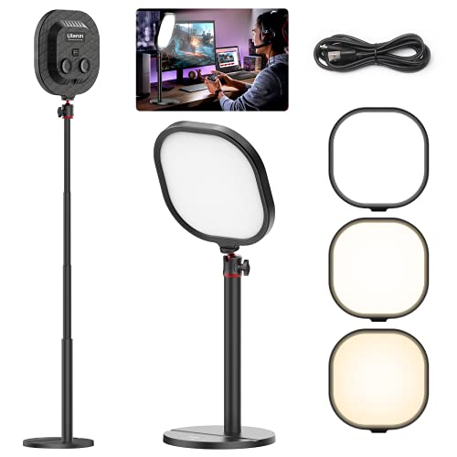 LED Streaming Key Light Desktop- K7 Extendable Home Office Lighting Live Broadcast 360° Fill Professional Studio LED Panel Multi-Layer Diffusion, Edge-lit Technology for Game Video Makeup Photograph