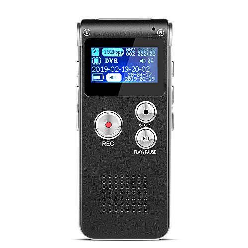 Lancoon 8GB Voice Recorder, Digital Audio Activate Tape Recording Device with Dual Sensitive Microphone MP3 Playback, Mini Portable Dictaphone for Lessons Meetings Interviews