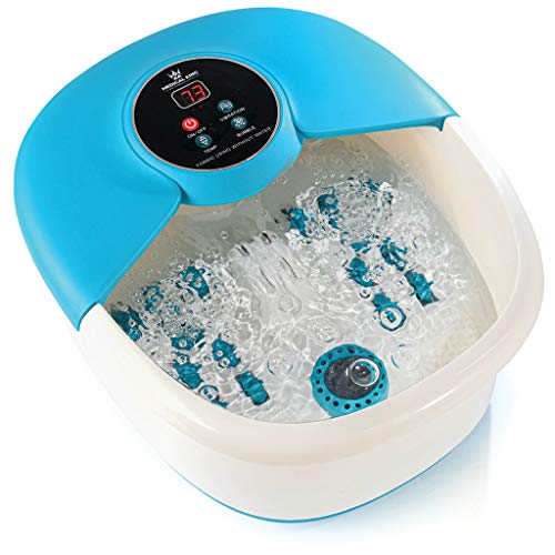 Foot Spa Massager With Heat, 14 Rollers In Foot Shape - 5 In 1 Foot Bath Massager Includes Adjustable Heating, Bubbles, Vibration, Pumice Stone, Mini Massage Points - For Tired Feet, & Stress Relief