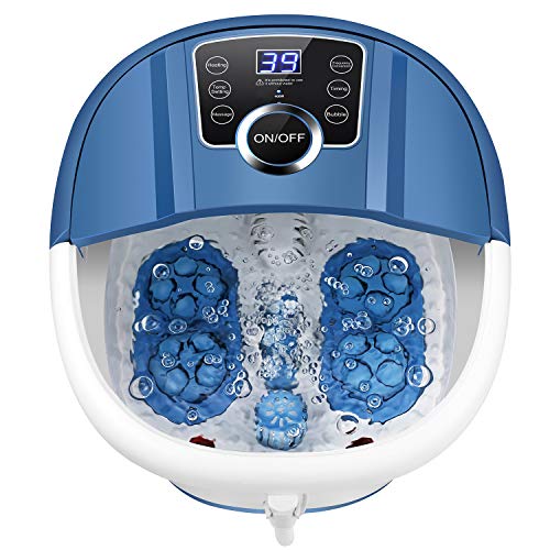 Ovitus Foot Spa Bath with Heat, Temperature Control, Foot Bath Massager with 16 Motorized Shiatsu Rollers, Massage Bubbles, and Red Light, Pedicure Foot Soaker for Feet Stress Relief