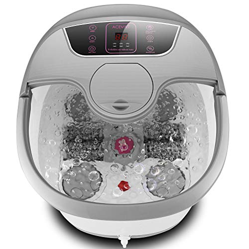 ACEVIVI Foot Spa, Auto Foot Bath Spa Massager with Heat and Bubbles, Temp+/- Offer a Pedicure Heated Foot Spa, Foot Soaker for Soothe & Relax Tired Feet (Gray)