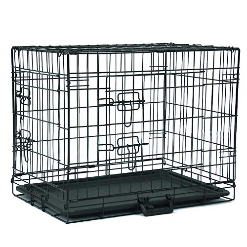 Dog Crate Pet Cage Puppy Cat Foldable Metal Kennel House Portable 2 Doors, Floor Protecting Feet & Leak Proof Dog Tray (30")